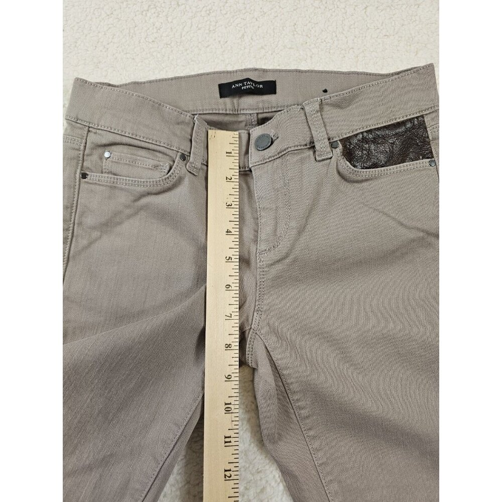 Ann Taylor Jeans Women's 4 Petite Tan The Skinny Modern Fit Faux‎ Leather Pocket - Picture 4 of 16